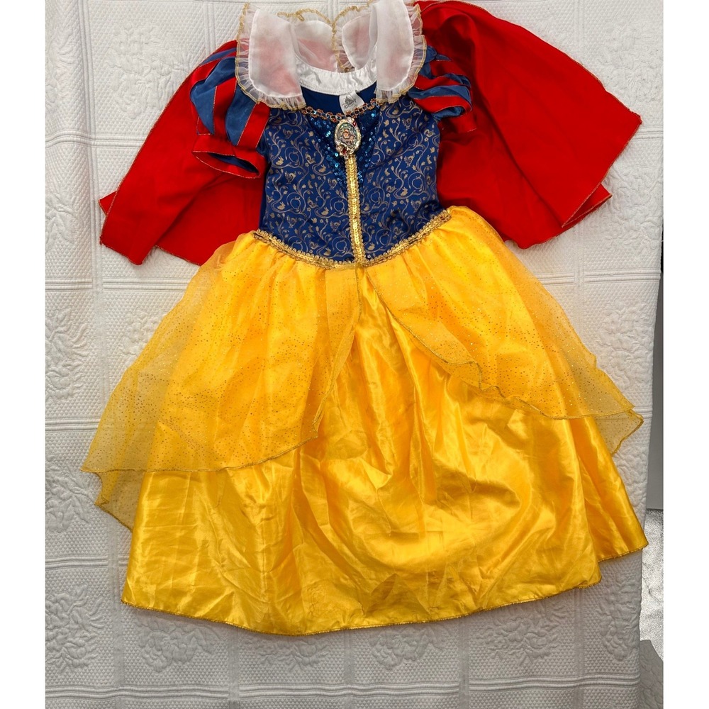 Disney Store Snow White Princess Costume Dress Blue Yellow Red Kids Size 4-6X - Picture 11 of 16